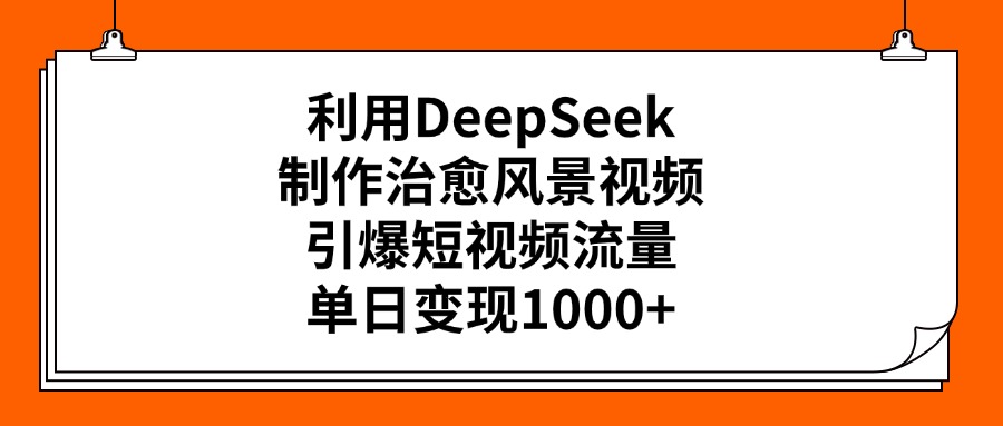 利用DeepSeek制作治愈风景视频，引爆短视频流量，单日变现1000+创鑫阁-网创项目资源站-副业项目-创业项目-搞钱项目创鑫阁