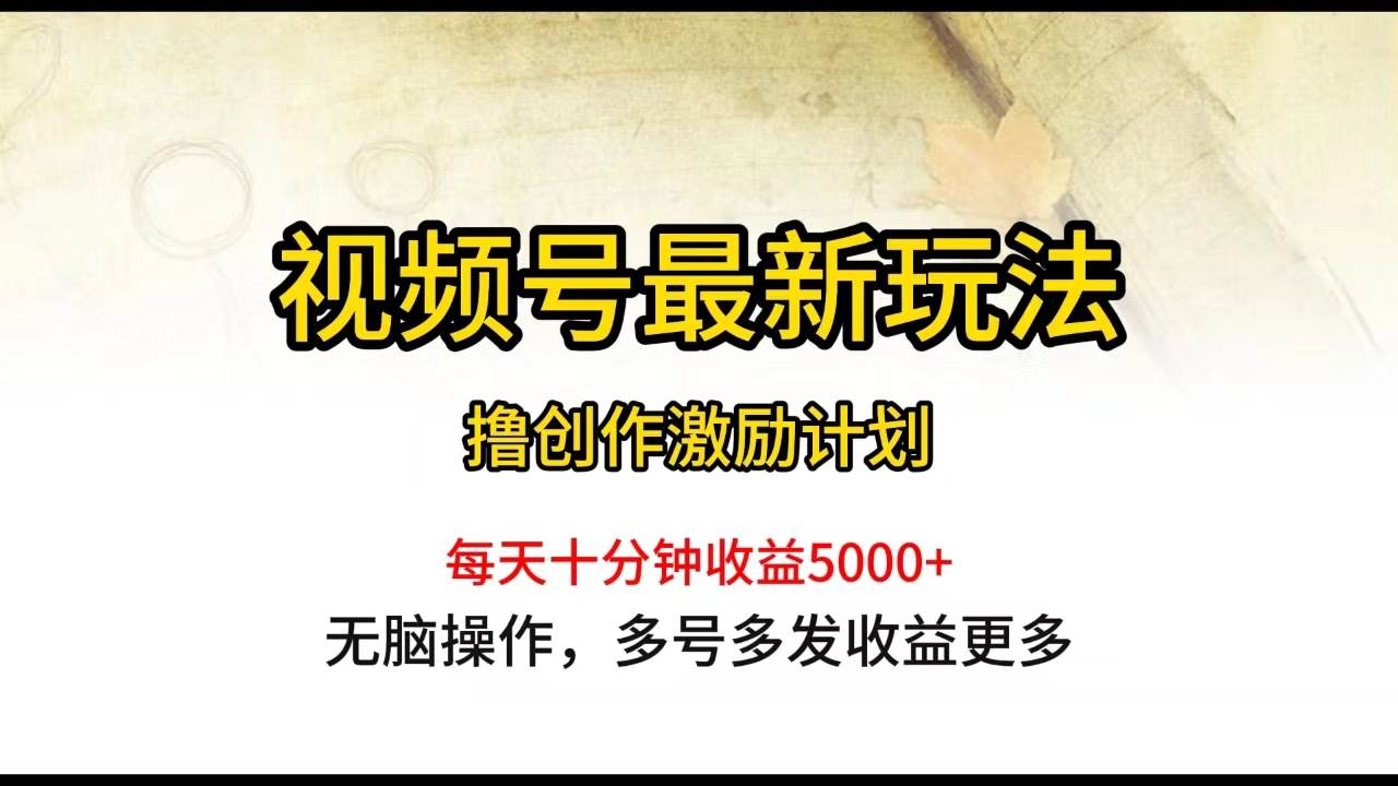 视频号最新玩法，每日一小时月入5000+创鑫阁-网创项目资源站-副业项目-创业项目-搞钱项目创鑫阁