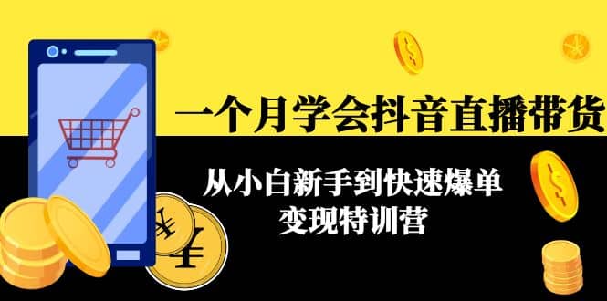 一个月学会抖音直播带货：从小白新手到快速爆单变现特训营(63节课)创鑫阁-网创项目资源站-副业项目-创业项目-搞钱项目创鑫阁