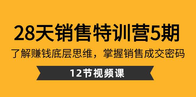 28天·销售特训营5期：了解赚钱底层思维，掌握销售成交密码（12节课）创鑫阁-网创项目资源站-副业项目-创业项目-搞钱项目创鑫阁