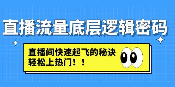 直播流量底层逻辑密码：直播间快速起飞的秘诀，轻松上热门创鑫阁-网创项目资源站-副业项目-创业项目-搞钱项目创鑫阁