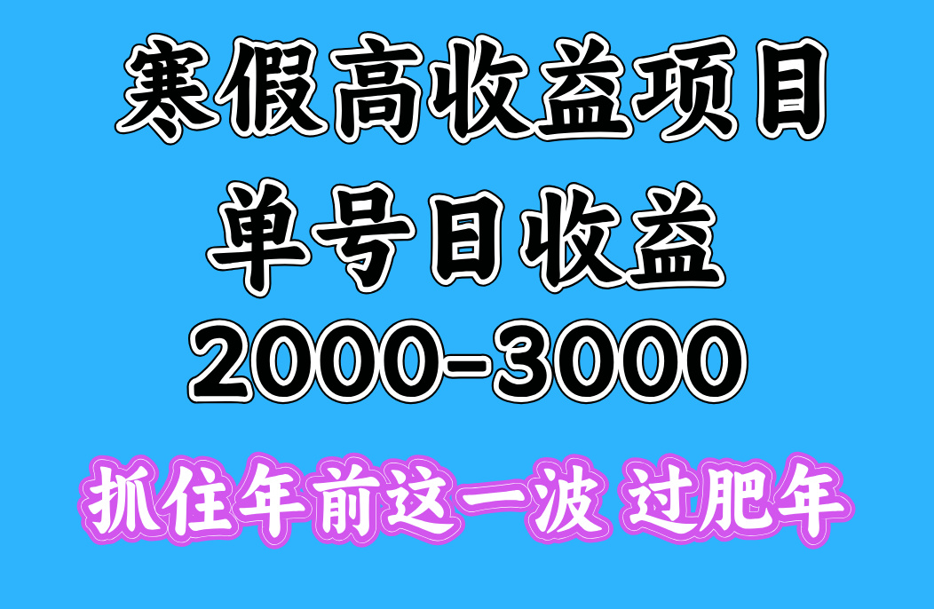 寒假期间一天收益2000-3000+，抓住年前这一波创鑫阁-网创项目资源站-副业项目-创业项目-搞钱项目创鑫阁