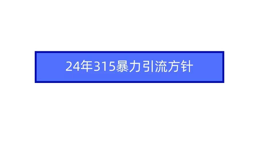 2024年315暴力引流方针创鑫阁-网创项目资源站-副业项目-创业项目-搞钱项目创鑫阁