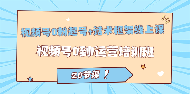 视频号·0粉起号+话术框架线上课：视频号0到1运营培训班（20节课）创鑫阁-网创项目资源站-副业项目-创业项目-搞钱项目创鑫阁