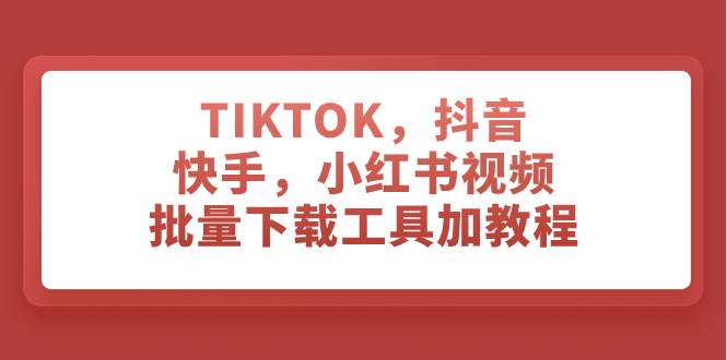 TIKTOK，抖音，快手，小红书视频批量下载工具加教程创鑫阁-网创项目资源站-副业项目-创业项目-搞钱项目创鑫阁