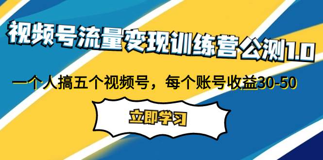 视频号流量变现训练营公测1.0：一个人搞五个视频号，每个账号收益30-50创鑫阁-网创项目资源站-副业项目-创业项目-搞钱项目创鑫阁