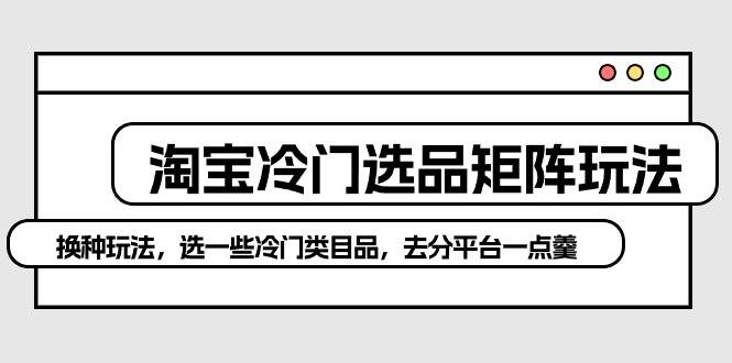 淘宝冷门选品矩阵玩法：换种玩法，选一些冷门类目品，去分平台一点羹创鑫阁-网创项目资源站-副业项目-创业项目-搞钱项目创鑫阁
