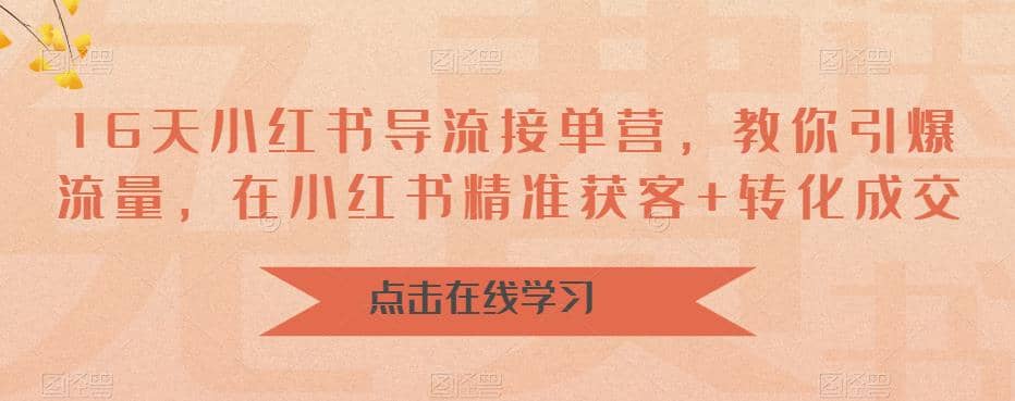 16天-小红书 导流接单营，教你引爆流量，在小红书精准获客+转化成交创鑫阁-网创项目资源站-副业项目-创业项目-搞钱项目创鑫阁