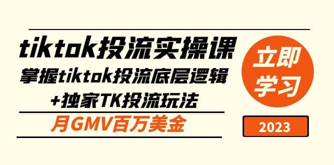 tiktok投流实操课：掌握tiktok投流底层逻辑+独家TK投流玩法创鑫阁-网创项目资源站-副业项目-创业项目-搞钱项目创鑫阁