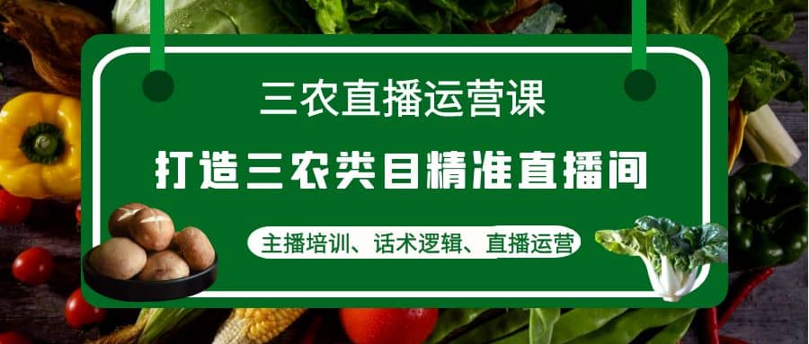 三农直播运营课：打造三农类目精准直播间，主播培训、话术逻辑、直播运营创鑫阁-网创项目资源站-副业项目-创业项目-搞钱项目创鑫阁