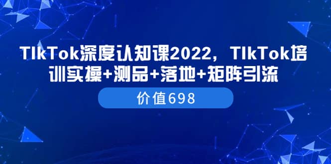 TIkTok深度认知课2022，TIkTok培训实操+测品+落地+矩阵引流（价值698）创鑫阁-网创项目资源站-副业项目-创业项目-搞钱项目创鑫阁