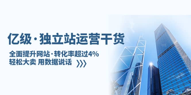 独立站运营干货：全面提升网站·转化率超过4%，轻松大卖 用数据说话创鑫阁-网创项目资源站-副业项目-创业项目-搞钱项目创鑫阁