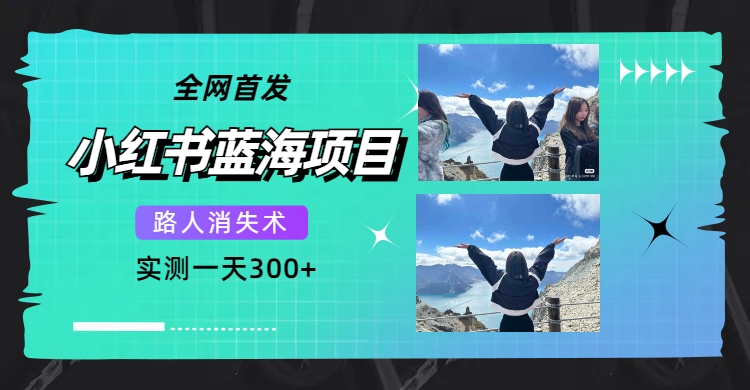 全网首发，小红书蓝海项目，路人消失术，实测一天300+（教程+工具）创鑫阁-网创项目资源站-副业项目-创业项目-搞钱项目创鑫阁