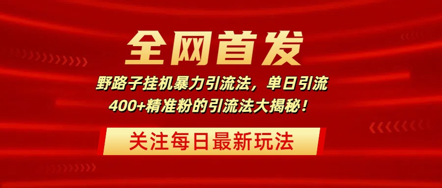 全网首发，野路子挂机暴力引流法，单日引流400+精准粉的引流法大揭秘！创鑫阁-网创项目资源站-副业项目-创业项目-搞钱项目创鑫阁