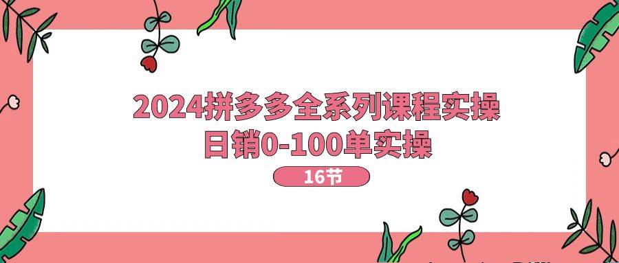 2024拼多多全系列课程实操，日销0-100单实操【16节课】创鑫阁-网创项目资源站-副业项目-创业项目-搞钱项目创鑫阁