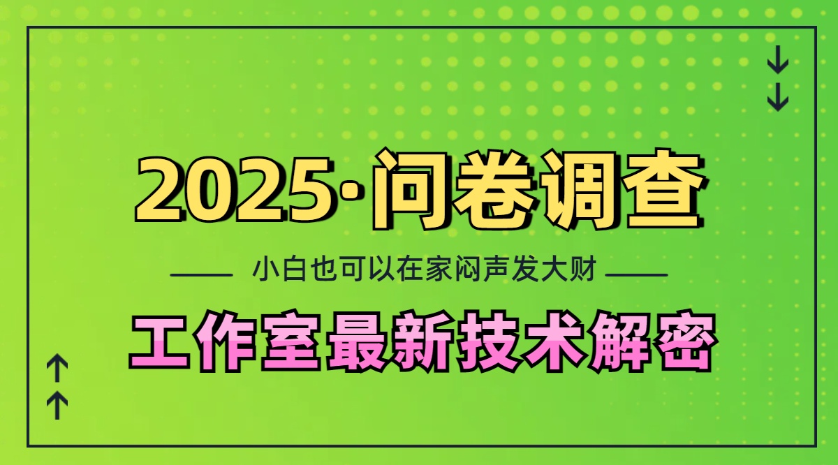 2025《问卷调查》最新工作室技术解密：一个人在家也可以闷声发大财，小白一天200+，可矩阵放大创鑫阁-网创项目资源站-副业项目-创业项目-搞钱项目创鑫阁