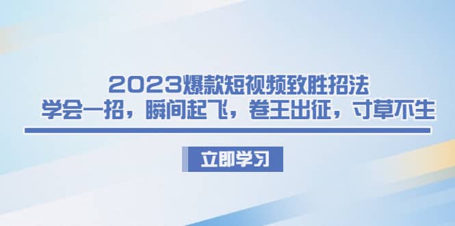 2023爆款短视频致胜招法，学会一招，瞬间起飞，卷王出征，寸草不生创鑫阁-网创项目资源站-副业项目-创业项目-搞钱项目创鑫阁