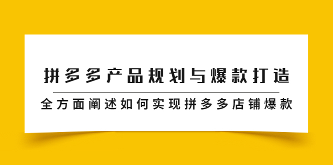拼多多产品规划与爆款打造，全方面阐述如何实现拼多多店铺爆款创鑫阁-网创项目资源站-副业项目-创业项目-搞钱项目创鑫阁