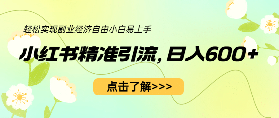 小红书精准引流，小白日入600+，轻松实现副业经济自由（教程+1153G资源）创鑫阁-网创项目资源站-副业项目-创业项目-搞钱项目创鑫阁