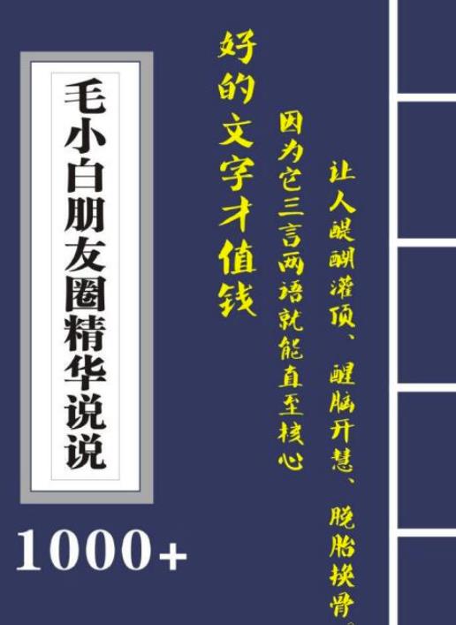 毛小白内容合集《朋友圈说说精华1000+》好的文字才值钱（第1部+2部）创鑫阁-网创项目资源站-副业项目-创业项目-搞钱项目创鑫阁