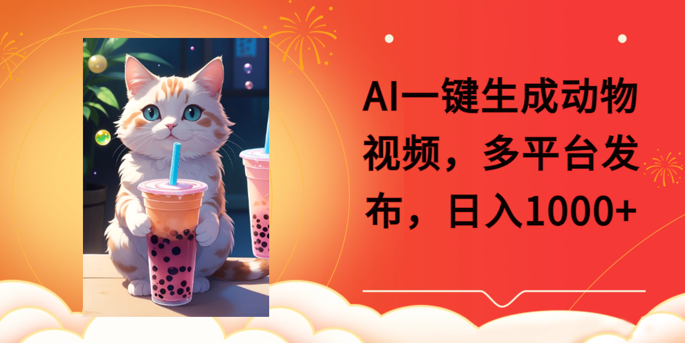 AI一键生成动物搞笑视频，多平台发布，轻松破千万播放，日入2000+创鑫阁-网创项目资源站-副业项目-创业项目-搞钱项目创鑫阁