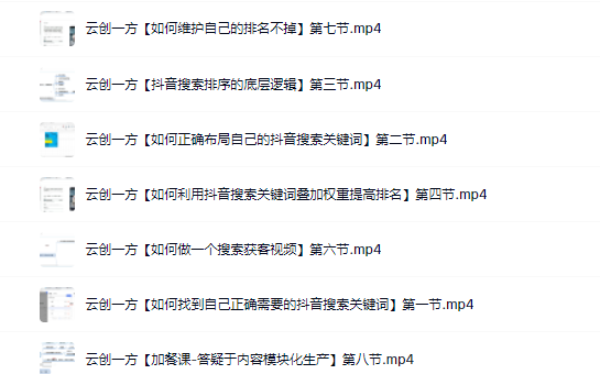 云创一方2022抖音SEO系列课程，教你如何快速上抖音搜索排名第一创鑫阁-网创项目资源站-副业项目-创业项目-搞钱项目创鑫阁