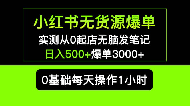 小红书无货源爆单 实测从0起店无脑发笔记爆单3000+长期项目可多店创鑫阁-网创项目资源站-副业项目-创业项目-搞钱项目创鑫阁