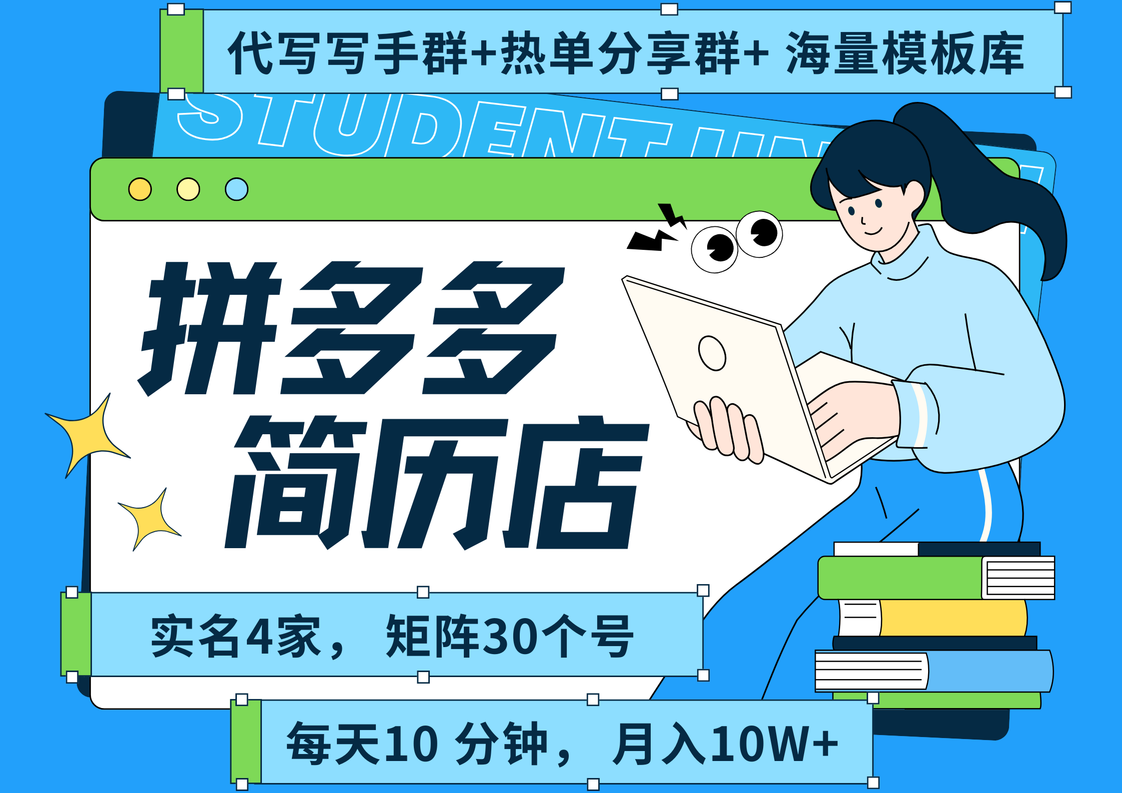 拼多多 虚拟资料 简历 海报代写 全SOP流程 毫无保留分享（含后端资料以及代写渠道）每天十分钟 每人实名四个店  矩阵30个账号  轻轻松松 月入10W创鑫阁-网创项目资源站-副业项目-创业项目-搞钱项目创鑫阁