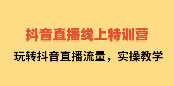 抖音直播线上特训营：玩转抖音直播流量，实操教学创鑫阁-网创项目资源站-副业项目-创业项目-搞钱项目创鑫阁