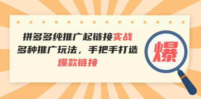 拼多多纯推广起链接实战：多种推广玩法，手把手打造爆款链接创鑫阁-网创项目资源站-副业项目-创业项目-搞钱项目创鑫阁