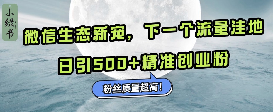 微信生态新宠小绿书：下一个流量洼地，粉丝质量超高，日引500+精准创业粉，创鑫阁-网创项目资源站-副业项目-创业项目-搞钱项目创鑫阁