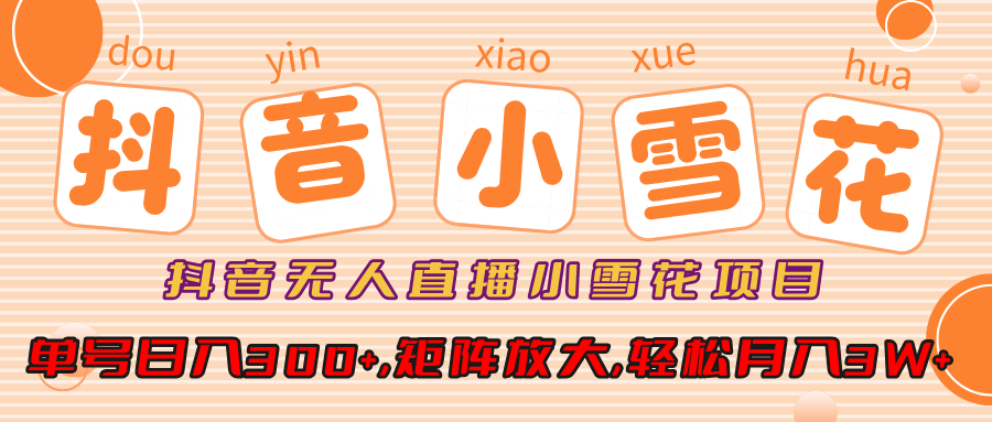 小雪花项目，抖音无人直播，单号日入300+,矩阵放大,轻松月入3W+创鑫阁-网创项目资源站-副业项目-创业项目-搞钱项目创鑫阁