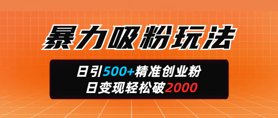 暴力吸粉玩法，日引500+精准创业粉，日变现轻松破2000创鑫阁-网创项目资源站-副业项目-创业项目-搞钱项目创鑫阁