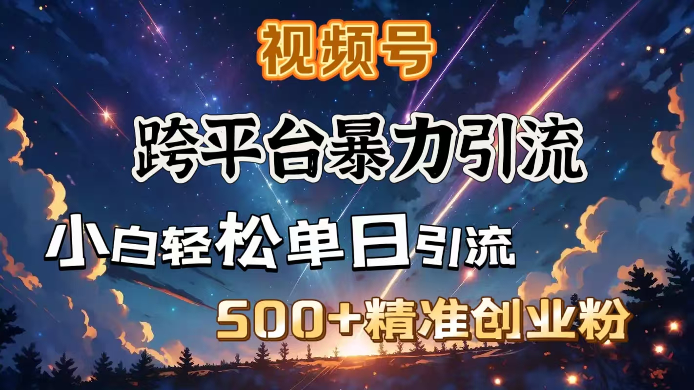 视频号跨平台暴力引流，小白轻松单日引流500＋精准创业粉创鑫阁-网创项目资源站-副业项目-创业项目-搞钱项目创鑫阁