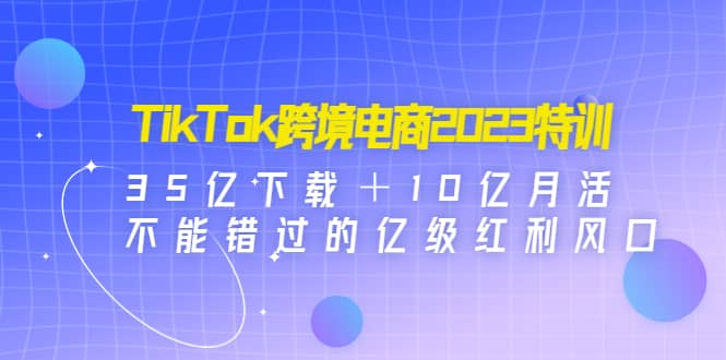 TikTok跨境电商2023特训：35亿下载＋10亿月活，不能错过的亿级红利风口创鑫阁-网创项目资源站-副业项目-创业项目-搞钱项目创鑫阁
