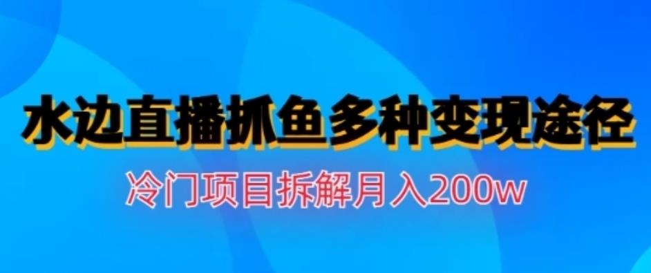 水边直播抓鱼，多种变现途径冷门项目，月入200w拆解【揭秘】创鑫阁-网创项目资源站-副业项目-创业项目-搞钱项目创鑫阁