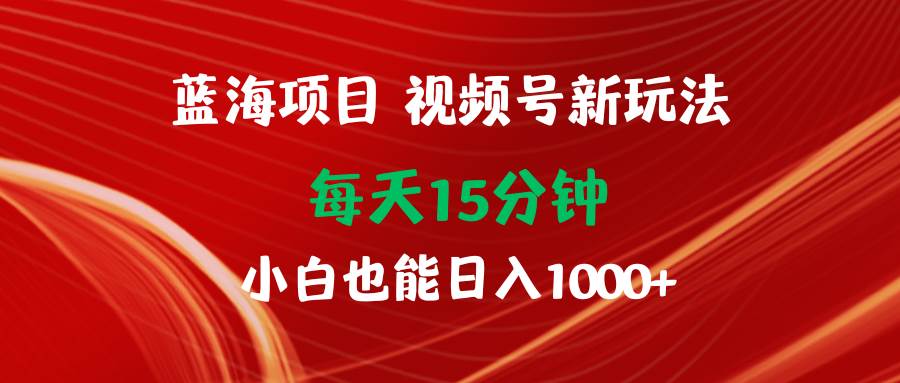 蓝海项目视频号新玩法 每天15分钟 小白也能日入1000+创鑫阁-网创项目资源站-副业项目-创业项目-搞钱项目创鑫阁