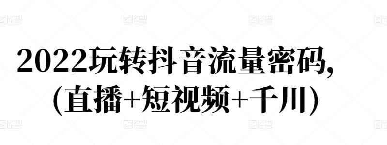 2022玩转抖音流量密码，(直播+短视频+千川)创鑫阁-网创项目资源站-副业项目-创业项目-搞钱项目创鑫阁