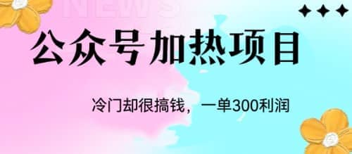冷门公众号加热项目，一单利润300+创鑫阁-网创项目资源站-副业项目-创业项目-搞钱项目创鑫阁