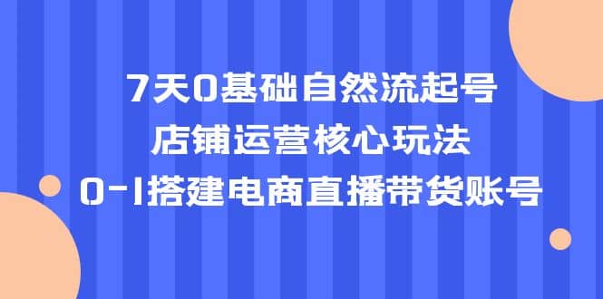 7天0基础自然流起号，店铺运营核心玩法，0-1搭建电商直播带货账号创鑫阁-网创项目资源站-副业项目-创业项目-搞钱项目创鑫阁