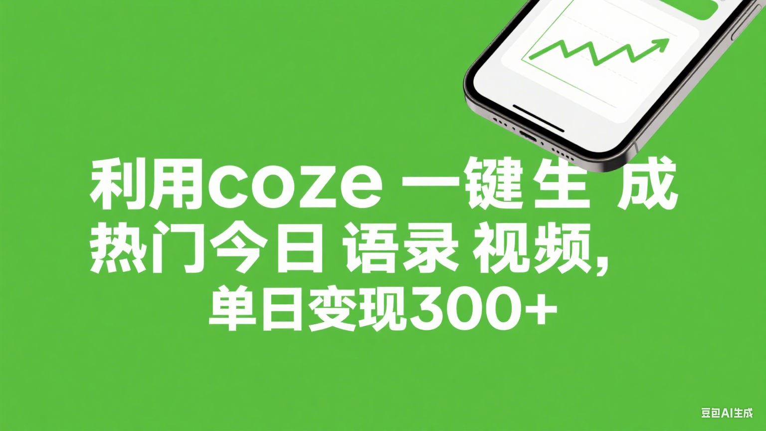 利用coze一键生成热门今日语录视频，单日变现300+创鑫阁-网创项目资源站-副业项目-创业项目-搞钱项目创鑫阁