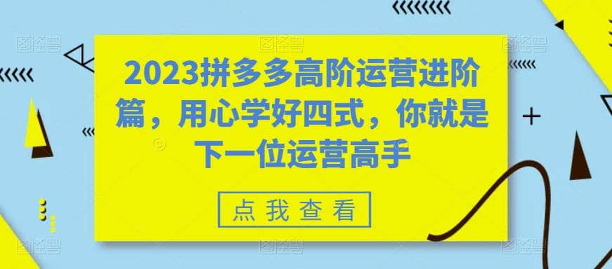 2023拼多多高阶运营进阶篇，用心学好四式，你就是下一位运营高手创鑫阁-网创项目资源站-副业项目-创业项目-搞钱项目创鑫阁