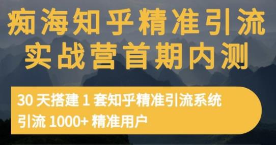 痴海知乎精准引流实战营1-2期，30天搭建1套知乎精准引流系统，引流1000+精准用户创鑫阁-网创项目资源站-副业项目-创业项目-搞钱项目创鑫阁