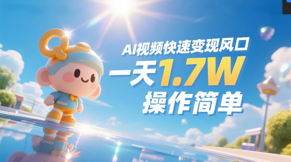 《Ai视频变现风口，一天1.7W，收入无上限，操作简单》创鑫阁-网创项目资源站-副业项目-创业项目-搞钱项目创鑫阁