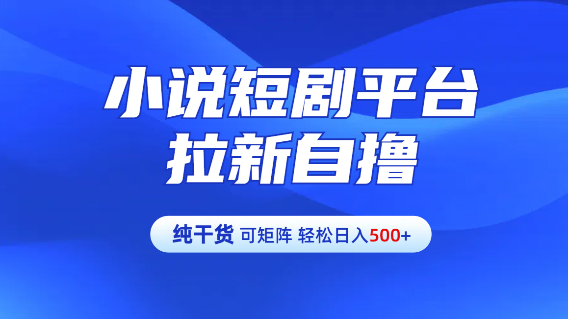 【纯干货】小说短剧平台拉新自撸玩法详解-单人轻松日入500+创鑫阁-网创项目资源站-副业项目-创业项目-搞钱项目创鑫阁