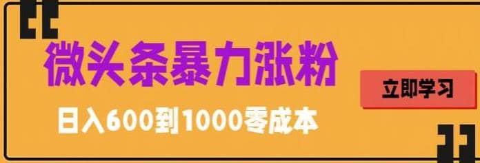 微头条暴力涨粉技巧搬运文案就能涨几万粉丝，简单0成本，日赚600创鑫阁-网创项目资源站-副业项目-创业项目-搞钱项目创鑫阁