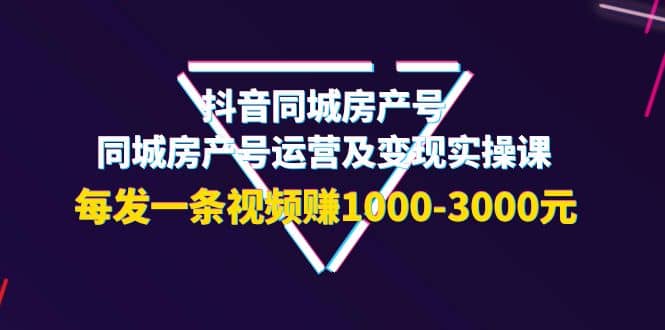 抖音同城房产号，同城房产号运营及变现实操课，每发一条视频赚1000-3000元创鑫阁-网创项目资源站-副业项目-创业项目-搞钱项目创鑫阁