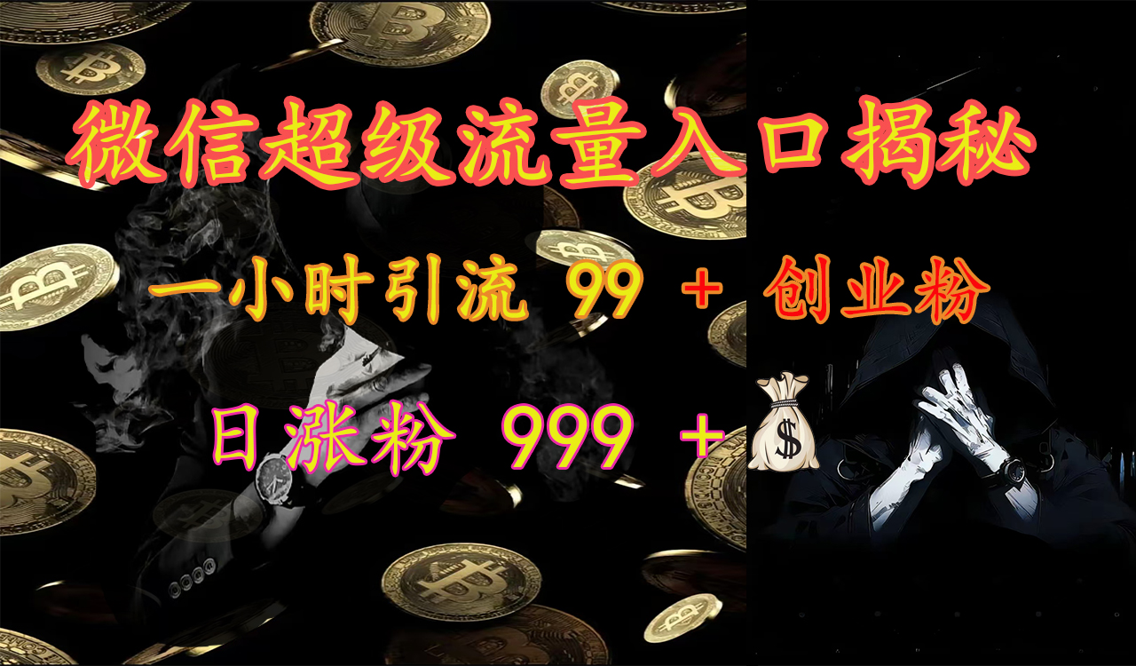 微信超级流量入口揭秘：一小时引流 99 + 创业粉，日涨粉 999 +【揭秘】创鑫阁-网创项目资源站-副业项目-创业项目-搞钱项目创鑫阁