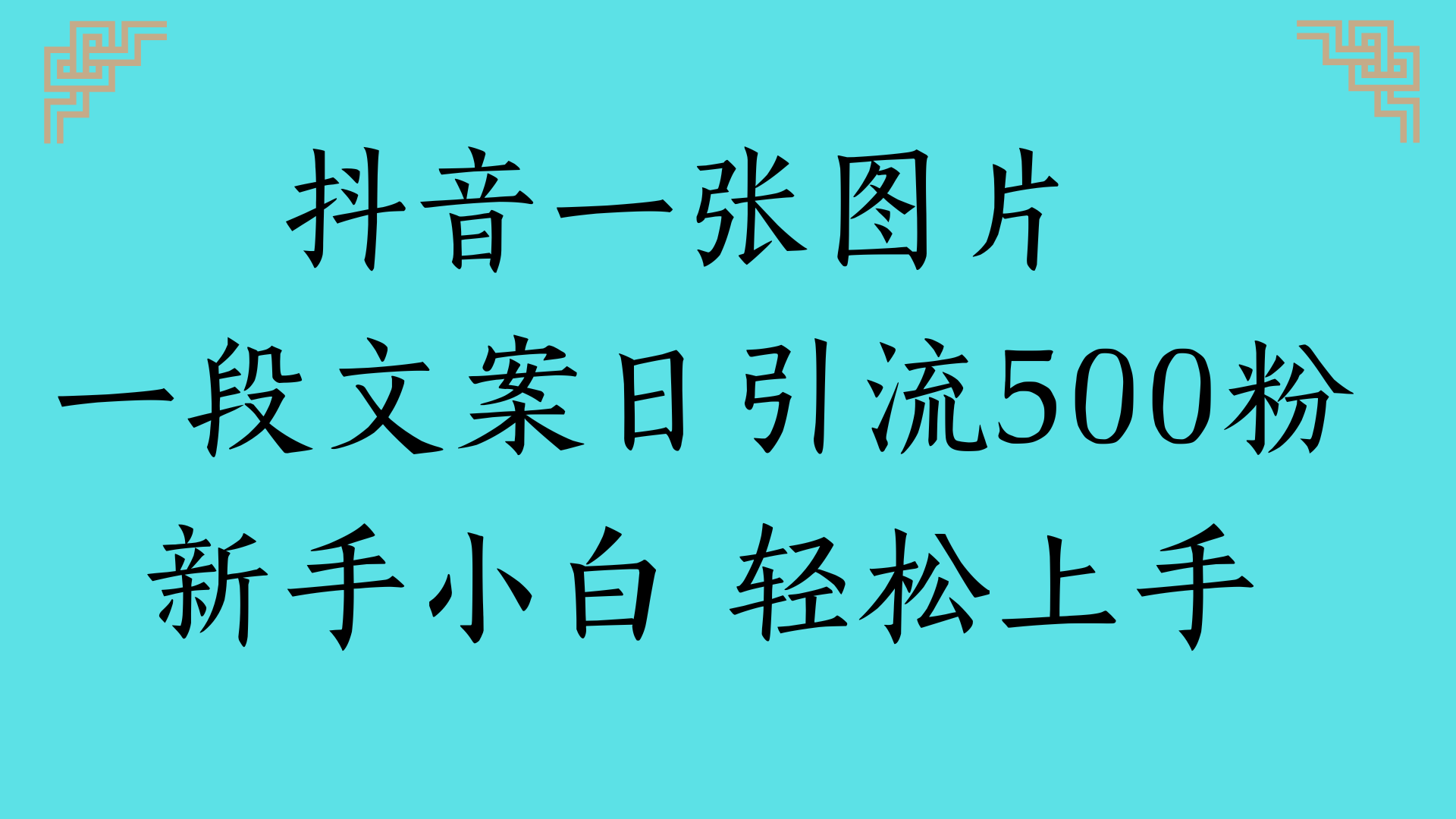 抖音一张图片 一段文案日引流500粉新手小白 轻松上手创鑫阁-网创项目资源站-副业项目-创业项目-搞钱项目创鑫阁
