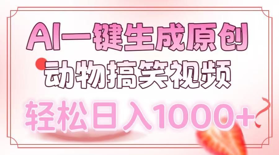 AI一键生成原创动物搞笑视频，轻松日入1000+创鑫阁-网创项目资源站-副业项目-创业项目-搞钱项目创鑫阁